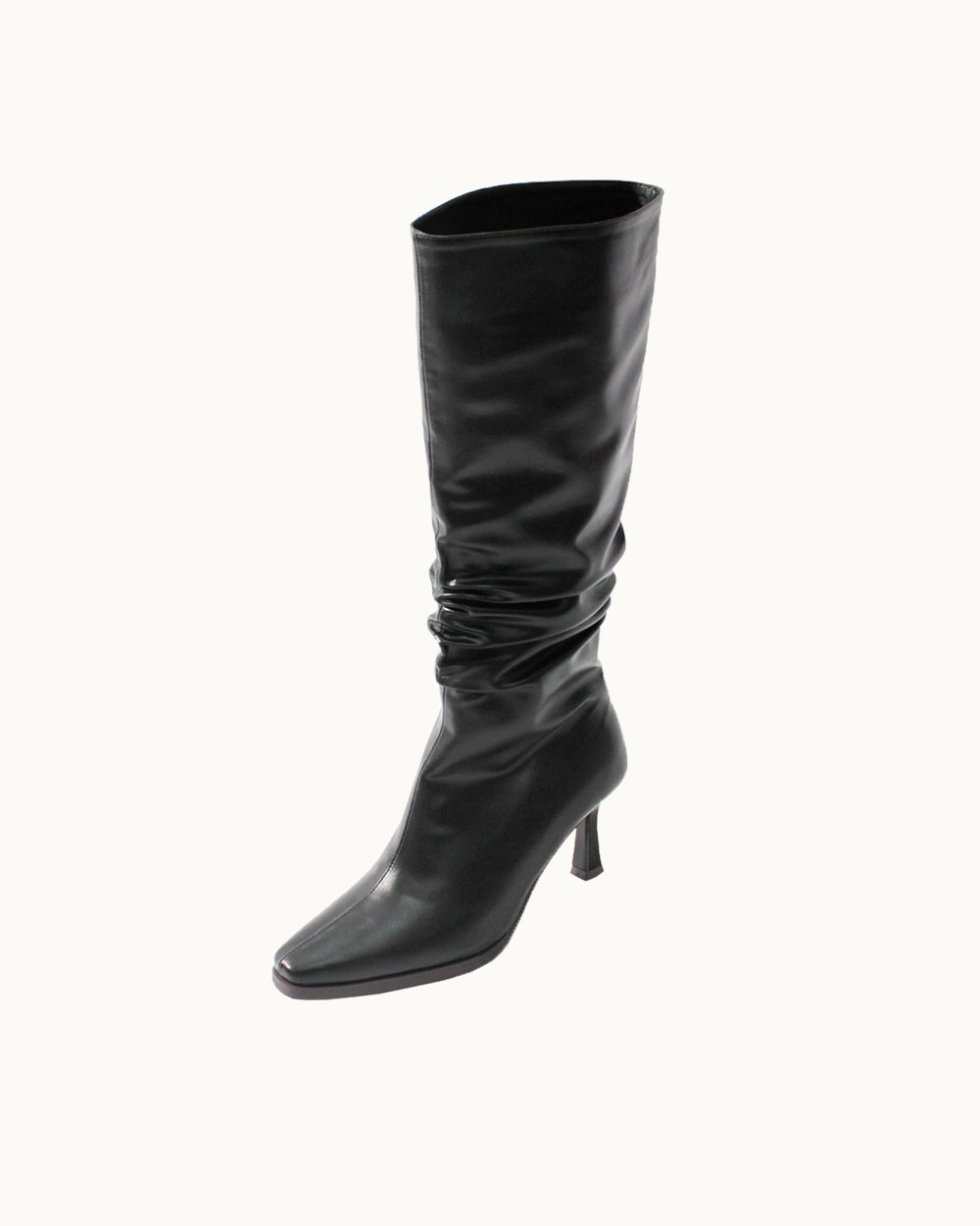 Greta Wrinkle Long Boots (Black)
