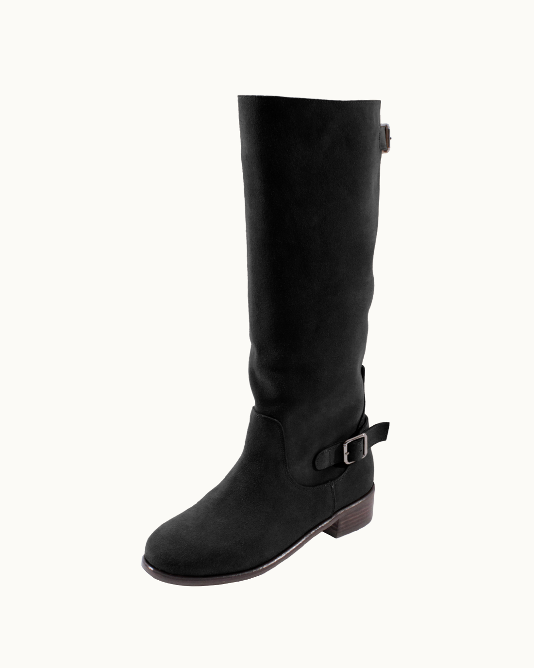 Aria Cowhide Suede Long Boots (Black)