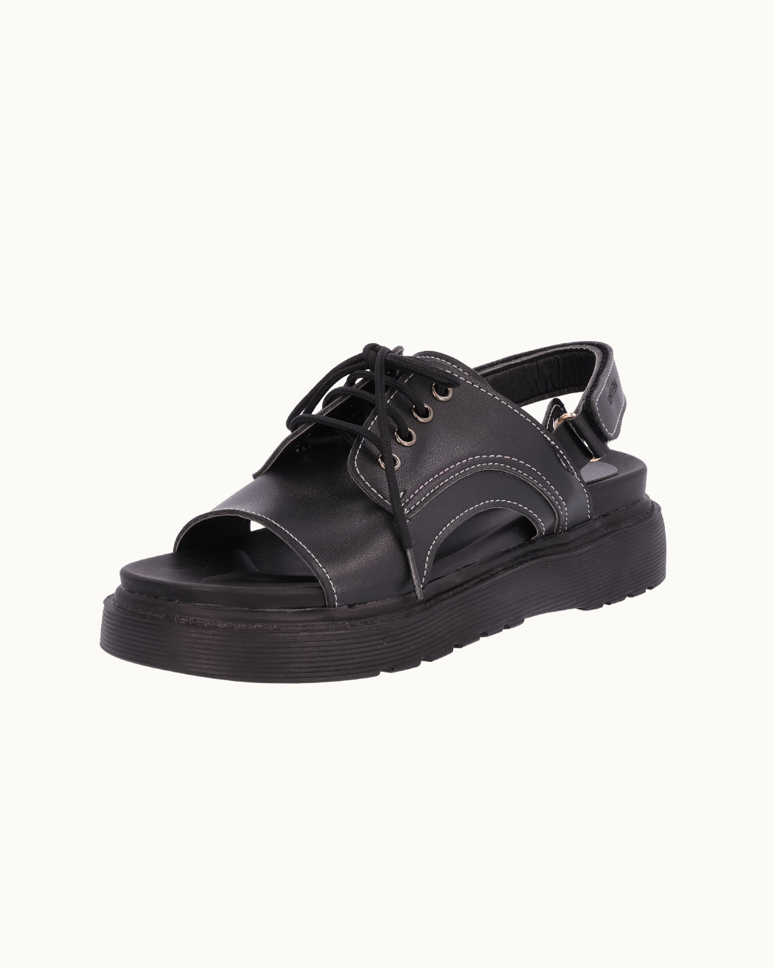 Freya Lace-Up Velcro Sandal (Black)