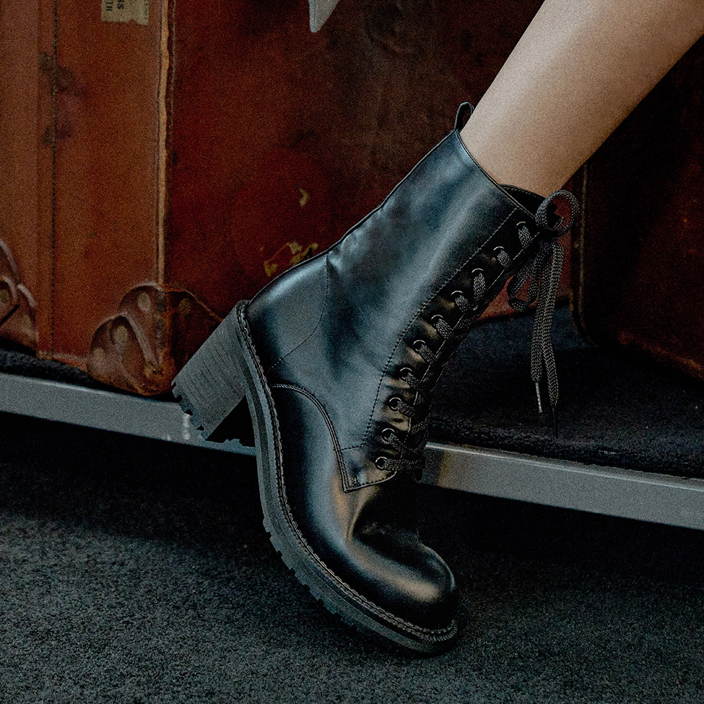 Rita Lace-Up Walker Heel Boots_B1715 (2Colors)