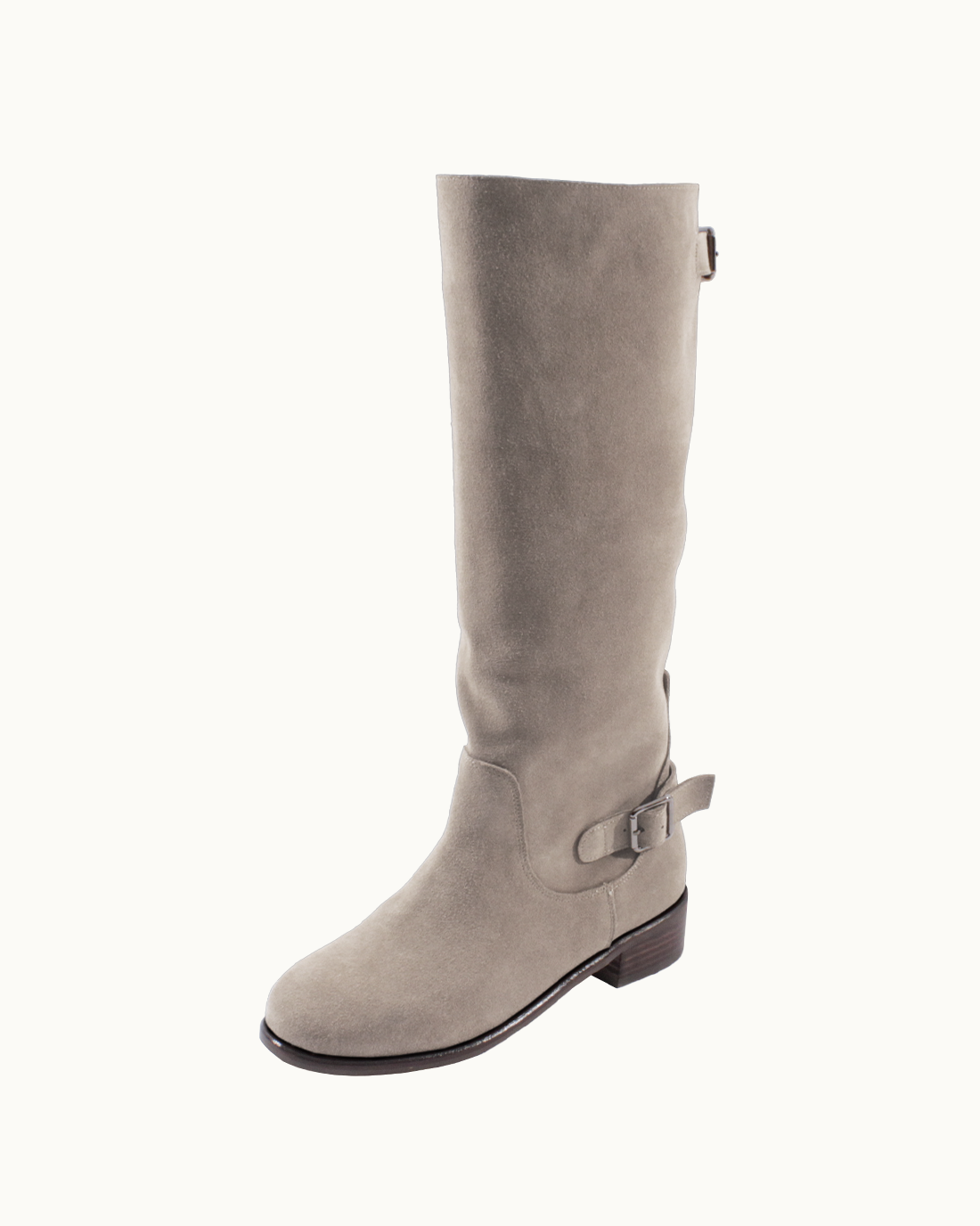 Aria Cowhide Suede Long Boots (Ivory)